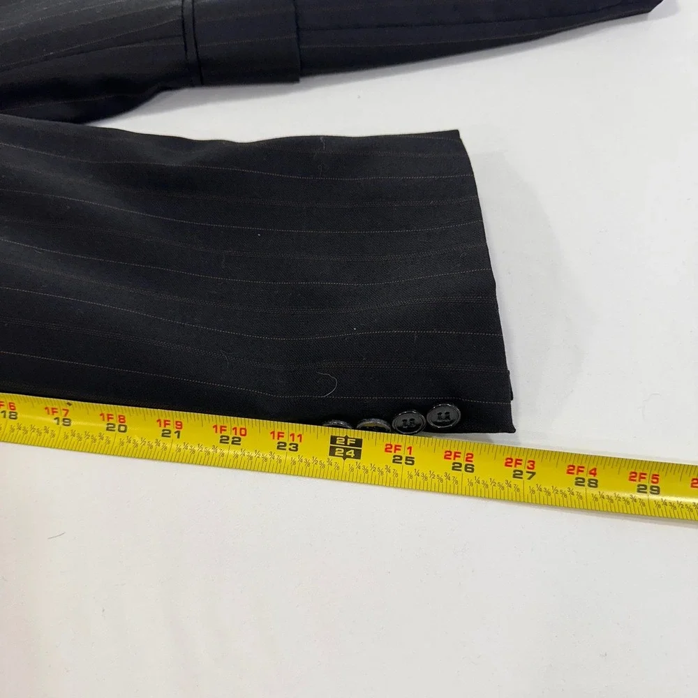 Joseph Abboud Nordstrom Pinstripe Wool Blazer Mens 44L Black‎ 3-Button | Classic